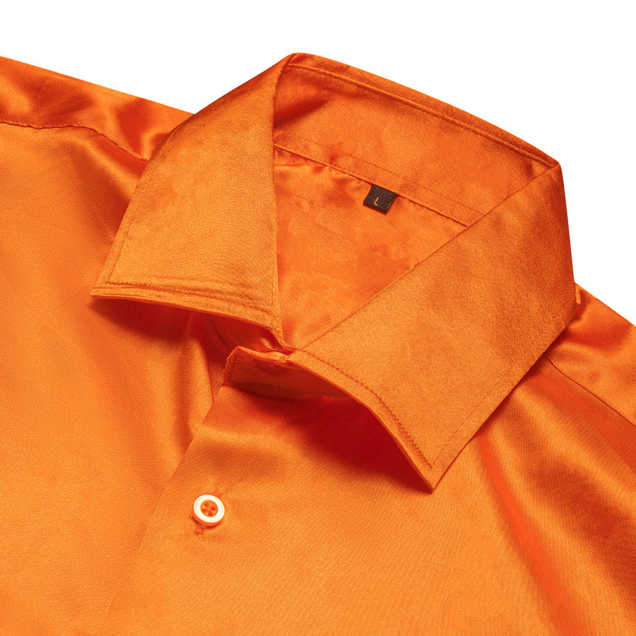 Orange Solid Silk Dress Shirt shirt - Sophisticated Gentlemen