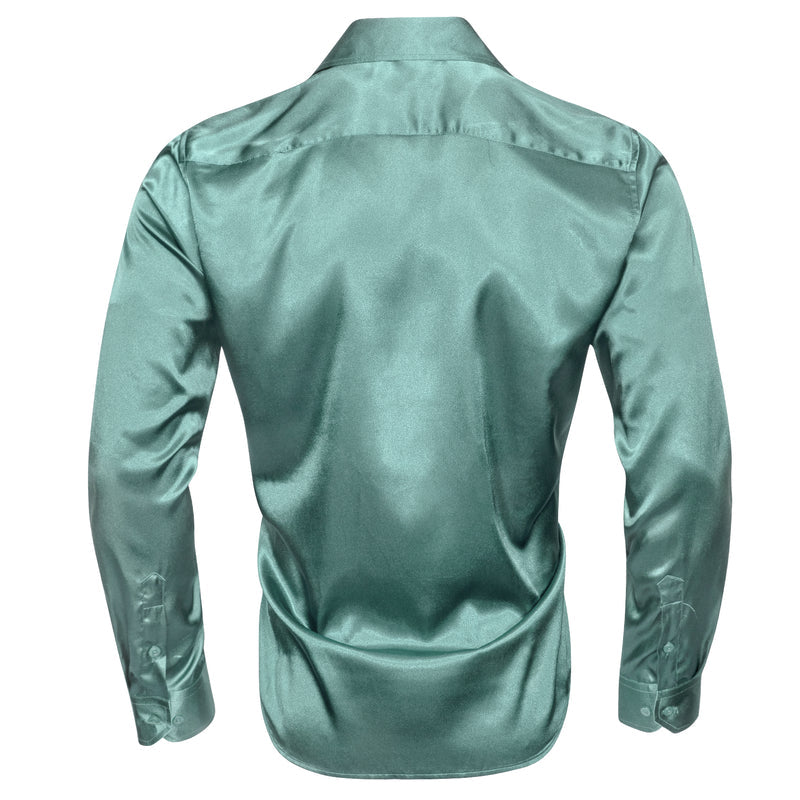 Gray Blue Solid Silk Dress Shirt shirt - Sophisticated Gentlemen