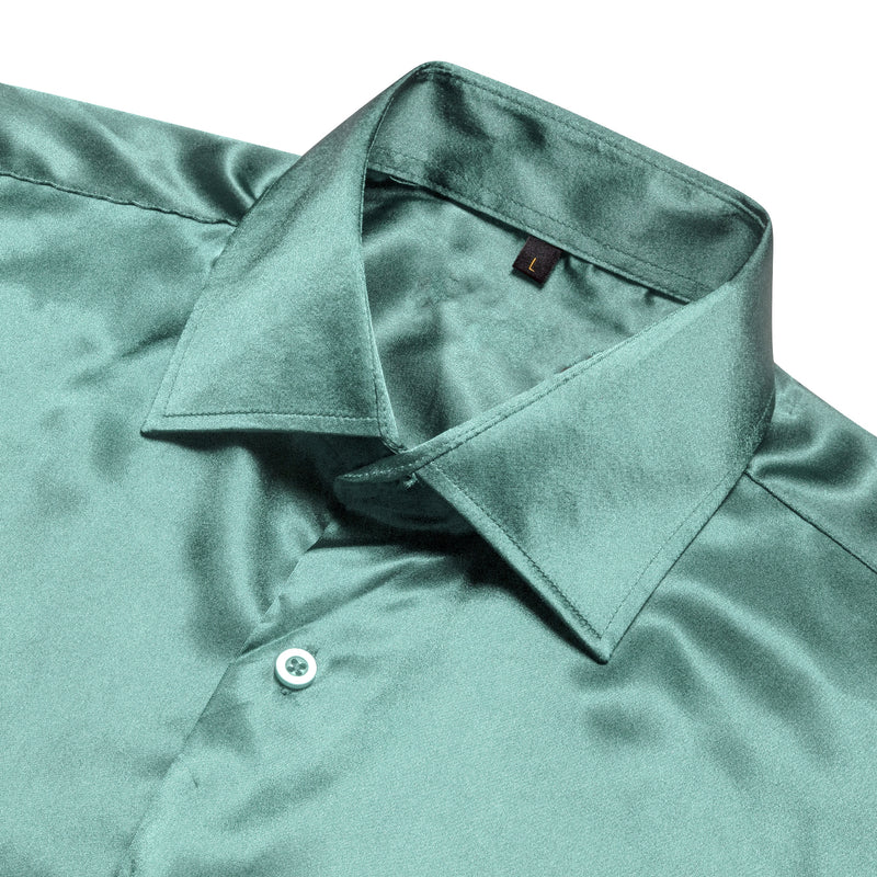 Gray Blue Solid Silk Dress Shirt shirt - Sophisticated Gentlemen