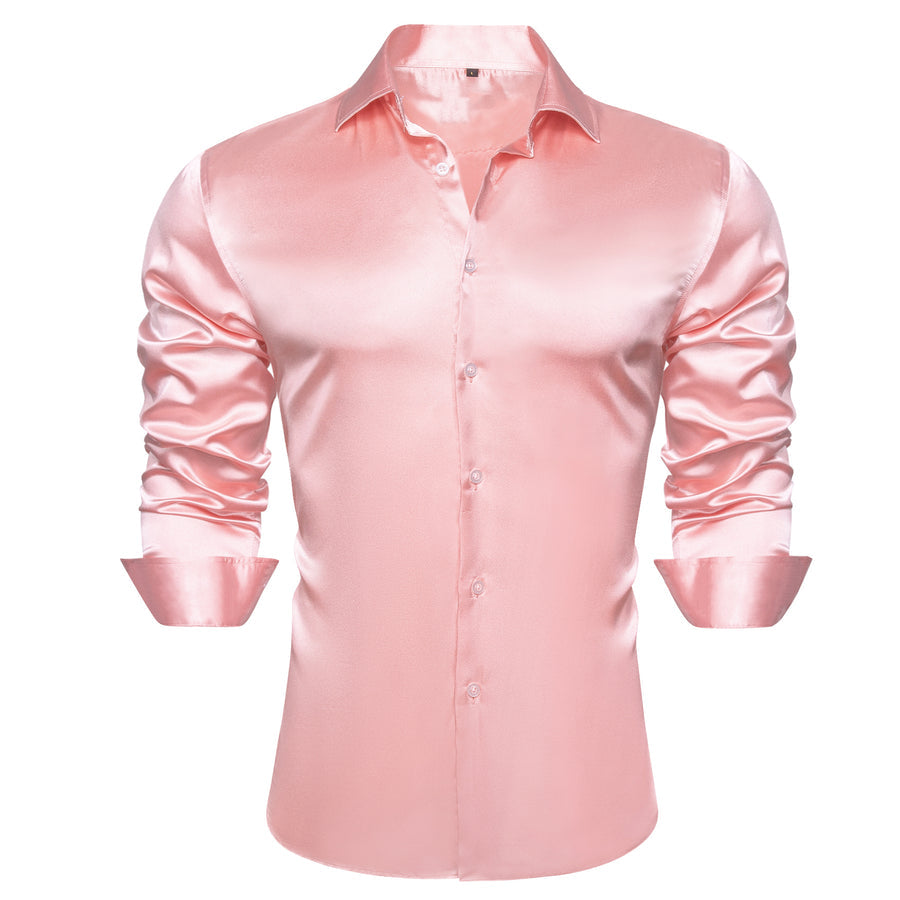 Baby Pink Solid Silk Dress Shirt shirt - Sophisticated Gentlemen