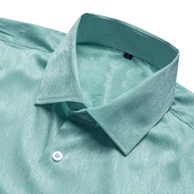 Green Blue Solid Woven Dress Shirt shirt - Sophisticated Gentlemen