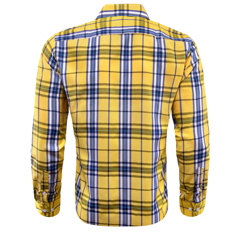 Yellow Blue Plaid Dress Shirt shirt - Sophisticated Gentlemen