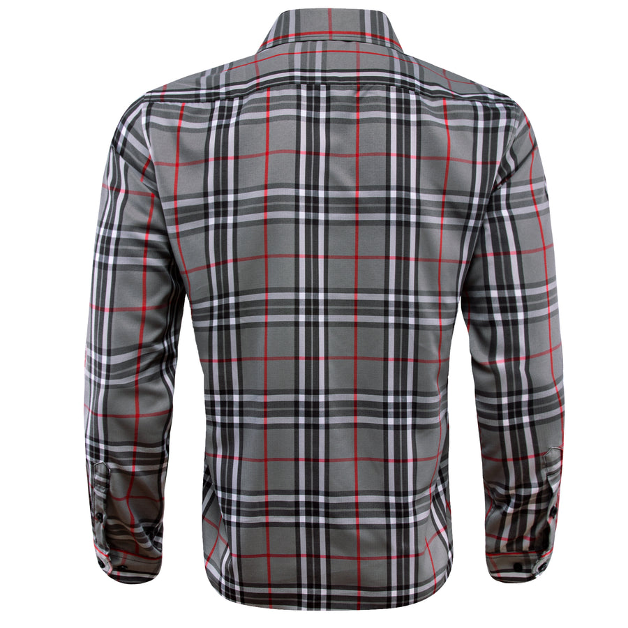 Gray White Plaid Dress Shirt shirt - Sophisticated Gentlemen