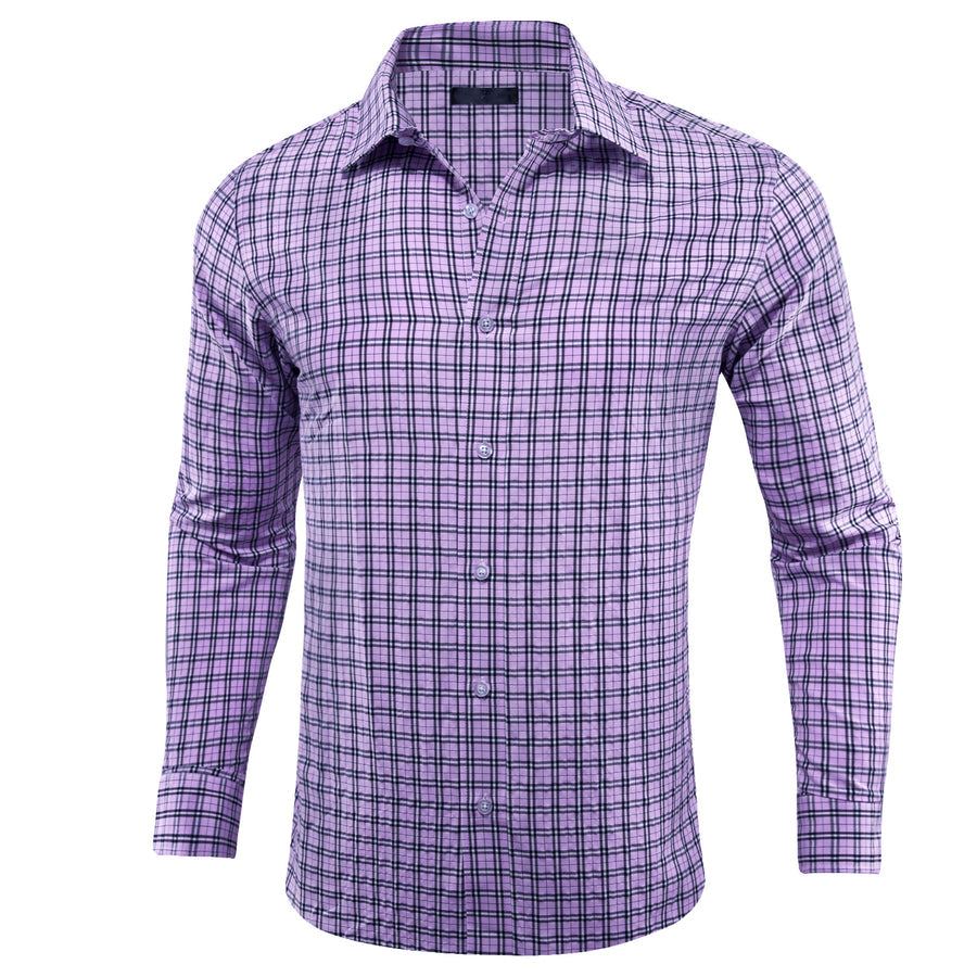 Lilac Purple Small Plaid Dress Shirt shirt S - Sophisticated Gentlemen