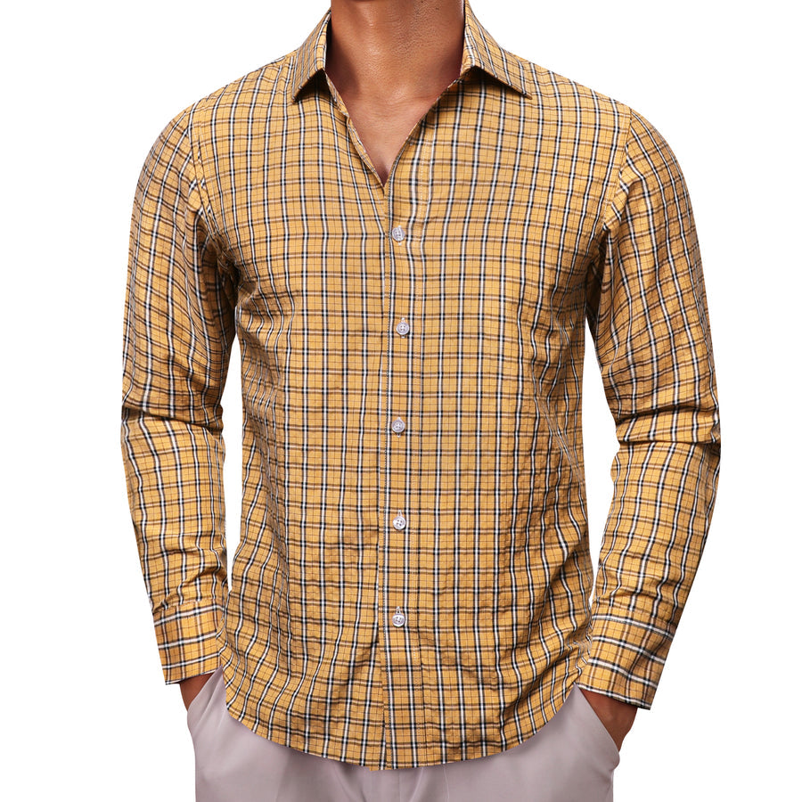 Yellow Black Small Plaid Dress Shirt shirt - Sophisticated Gentlemen