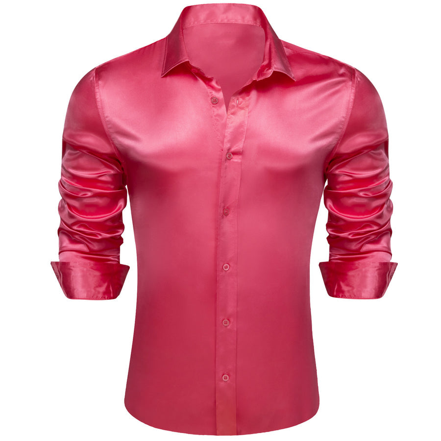 Pale Red Solid Silk Dress Shirt shirt - Sophisticated Gentlemen