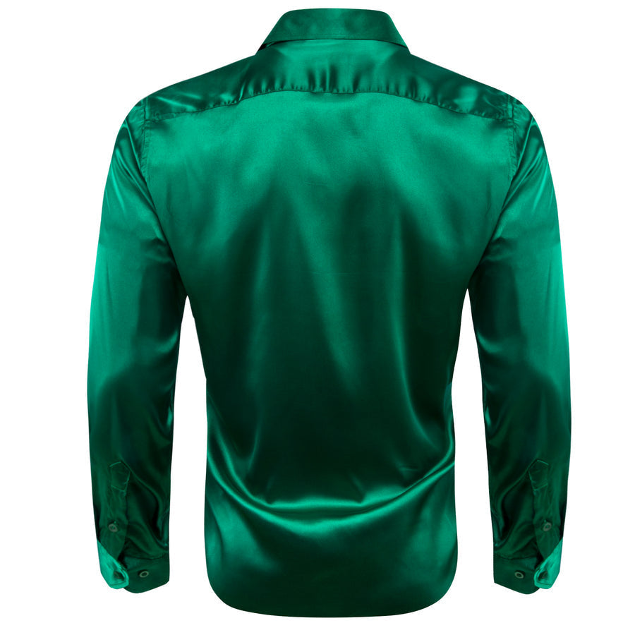 Forest Green Solid Silk Dress Shirt shirt - Sophisticated Gentlemen
