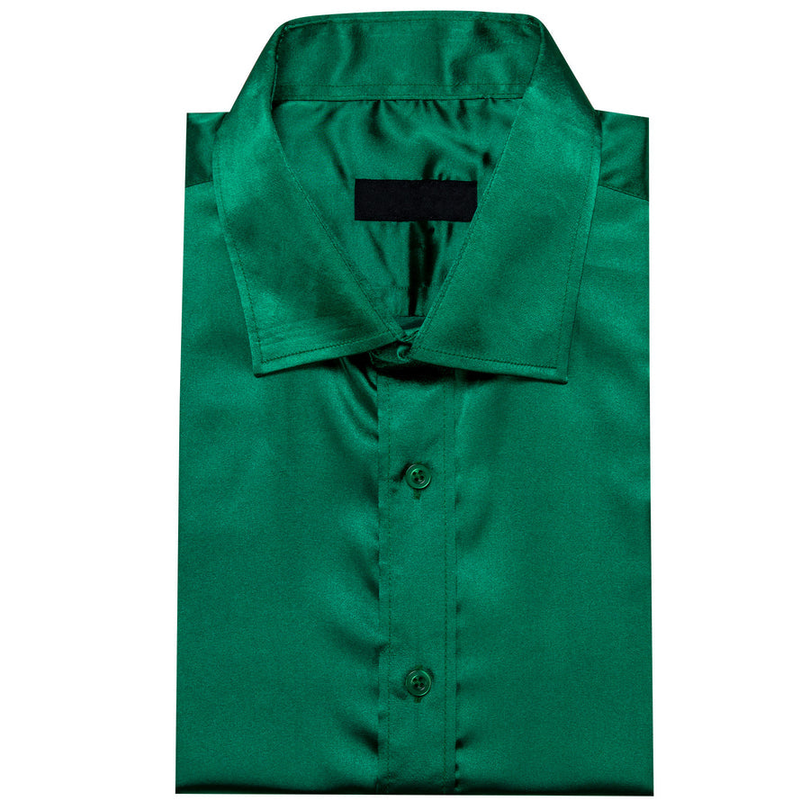 Forest Green Solid Silk Dress Shirt shirt - Sophisticated Gentlemen