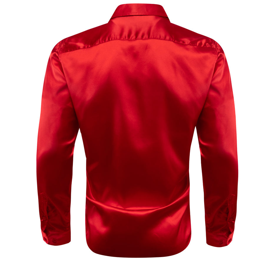 Crimson Solid Silk Dress Shirt shirt - Sophisticated Gentlemen