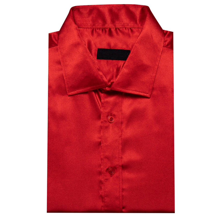 Crimson Solid Silk Dress Shirt shirt - Sophisticated Gentlemen