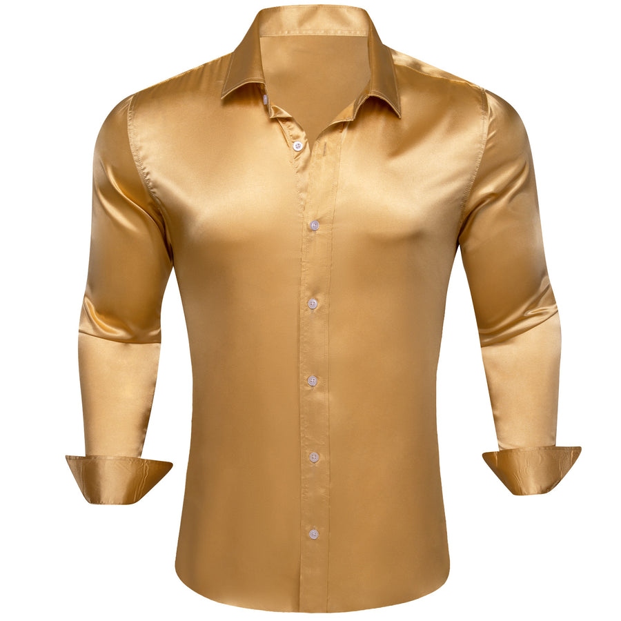 BrulyWood Solid Silk Dress Shirt shirt S - Sophisticated Gentlemen