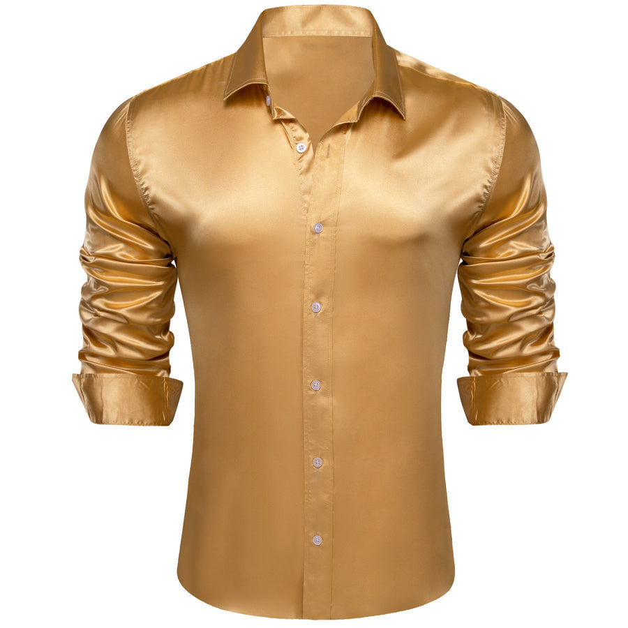 BrulyWood Solid Silk Dress Shirt shirt - Sophisticated Gentlemen