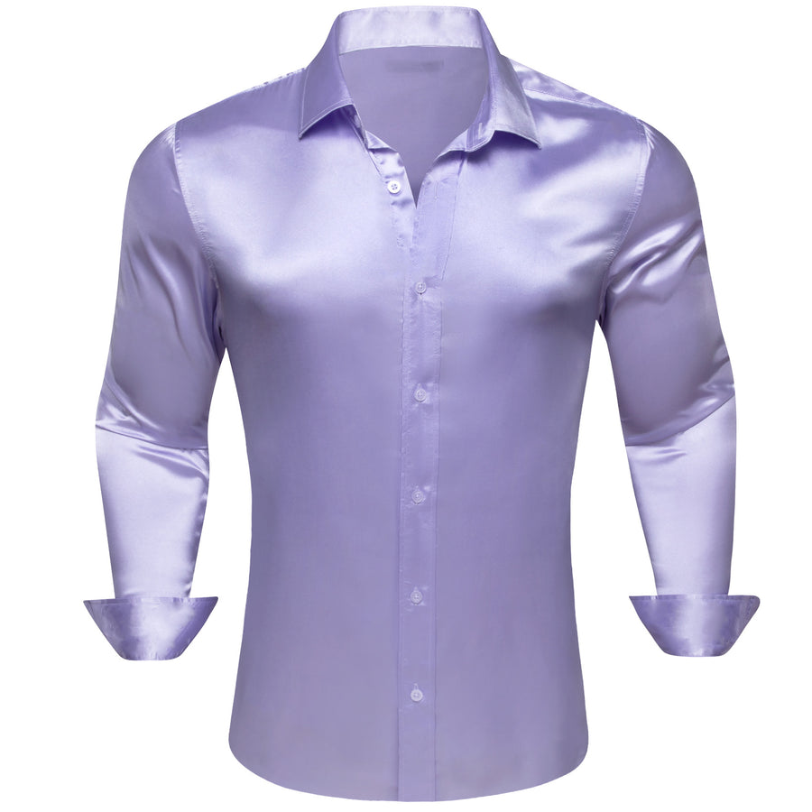 Medium Purple Solid Silk Dress Shirt shirt S - Sophisticated Gentlemen