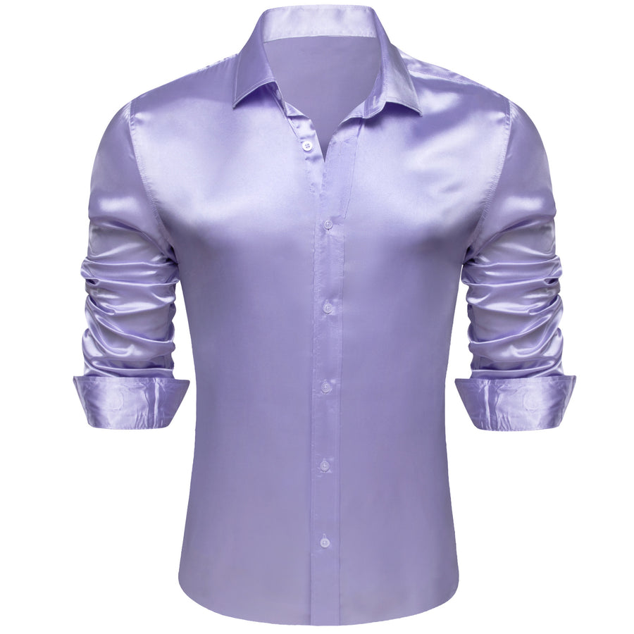 Medium Purple Solid Silk Dress Shirt shirt - Sophisticated Gentlemen