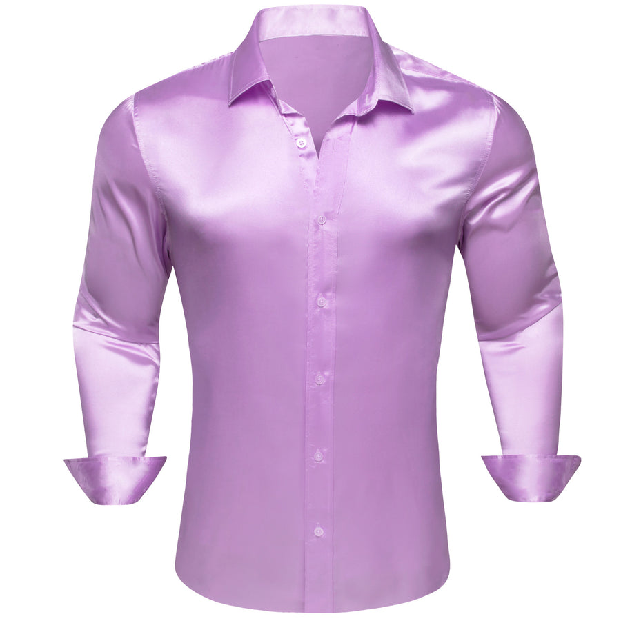 Violet Solid Silk Dress Shirt shirt S - Sophisticated Gentlemen