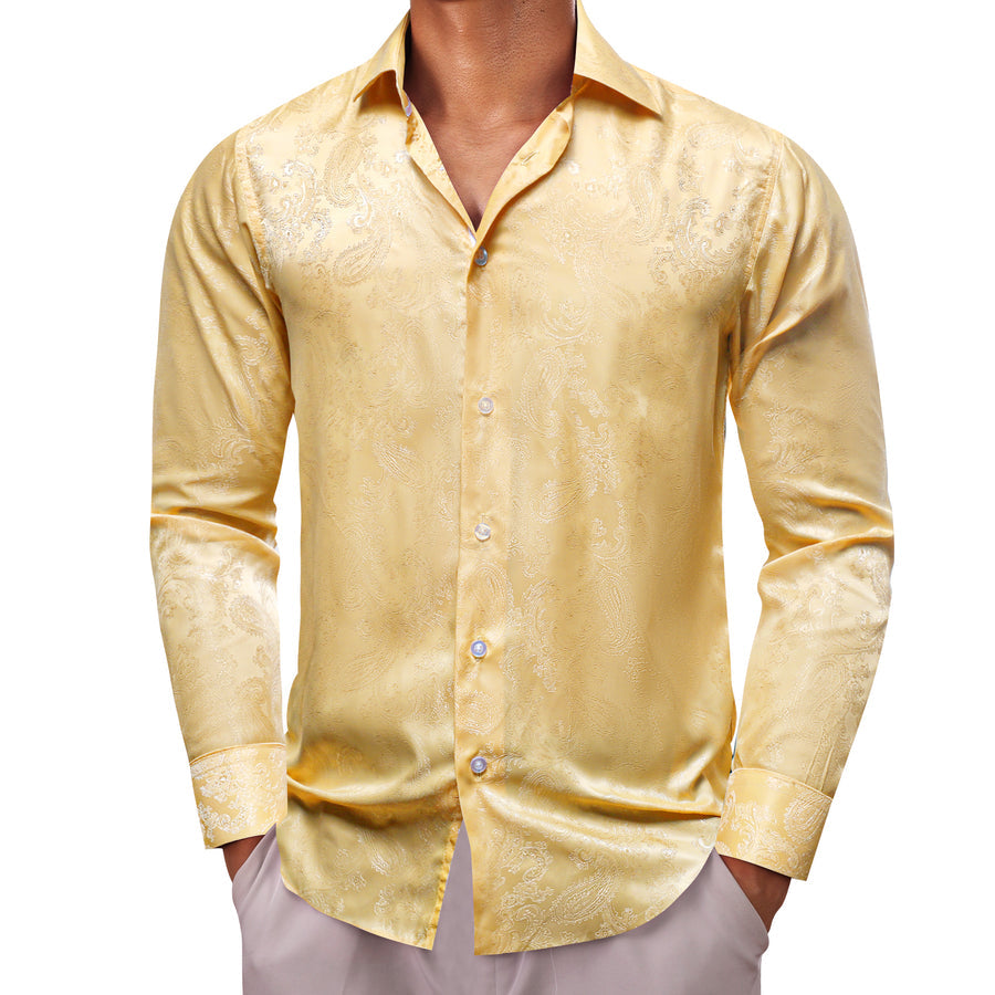 Light Yellow Paisley Men's Dress Shirt shirt - Sophisticated Gentlemen