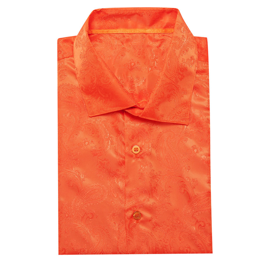 Orange Paisley Style Silk Dress Shirt shirt - Sophisticated Gentlemen