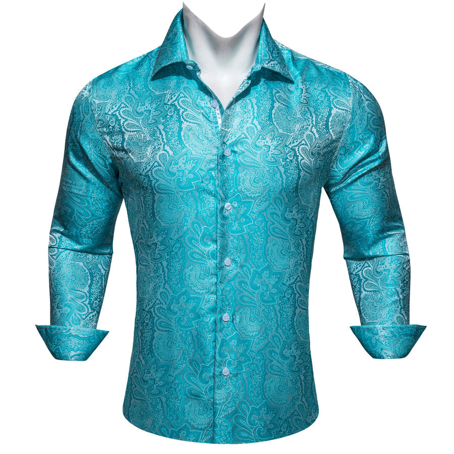 Blue Green Paisley Dress Shirt shirt S - Sophisticated Gentlemen