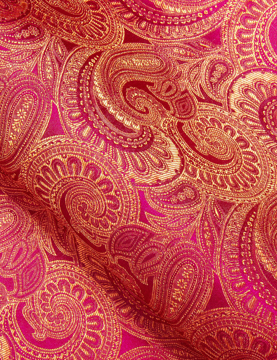 Deep Pink Golden Paisley Silk Dress Shirt shirt - Sophisticated Gentlemen