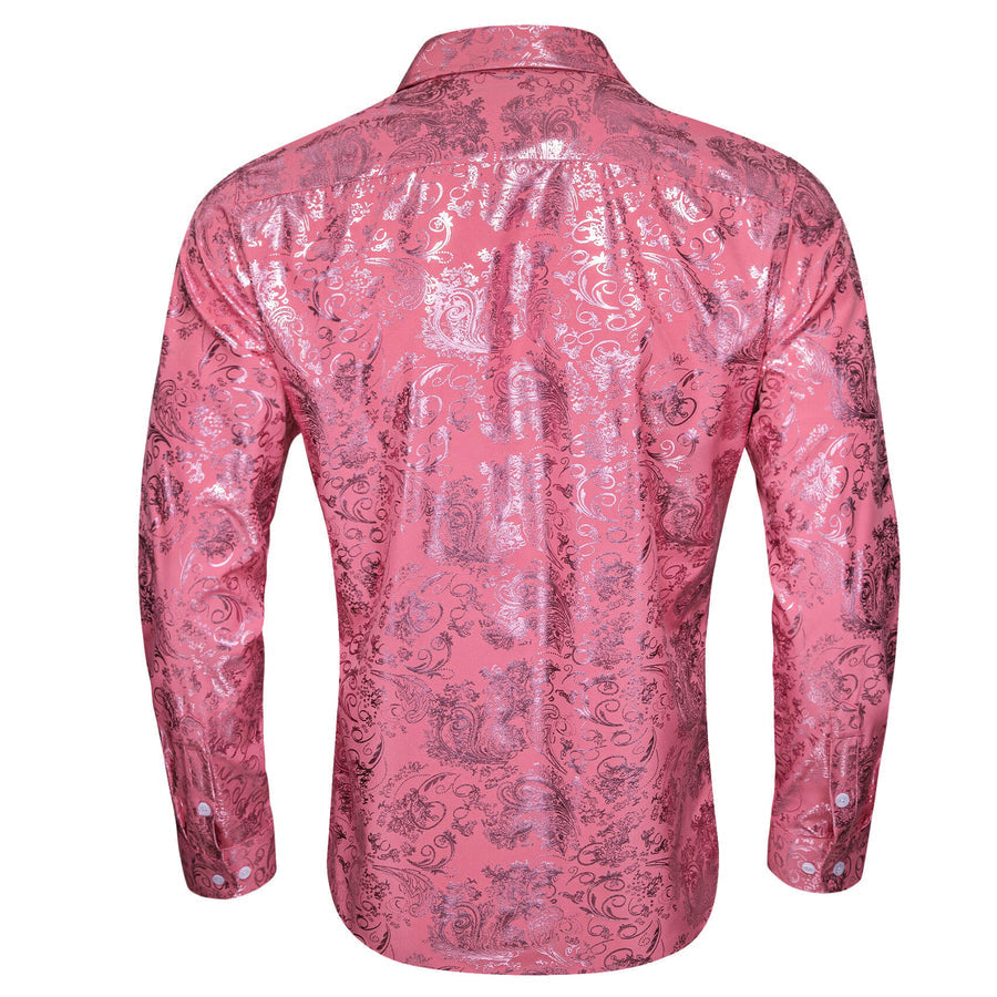 Watermelon Pink Floral Silk Dress Shirt shirt - Sophisticated Gentlemen