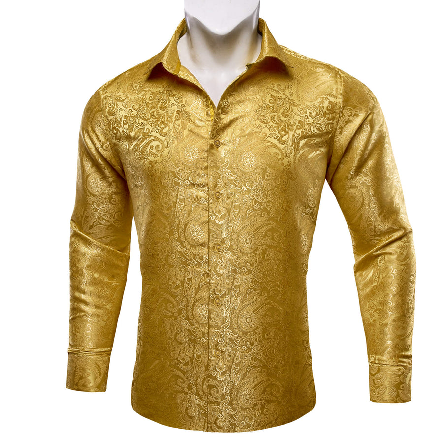 Golden Paisley Silk Dress Shirt shirt - Sophisticated Gentlemen