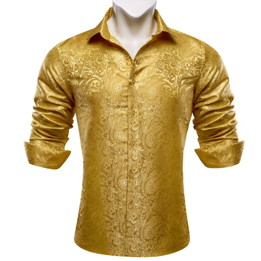 Golden Paisley Silk Dress Shirt shirt - Sophisticated Gentlemen