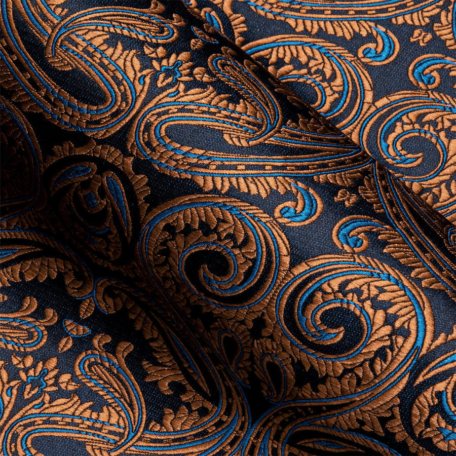 Brown Blue Paisley Silk Dress Shirt shirt - Sophisticated Gentlemen