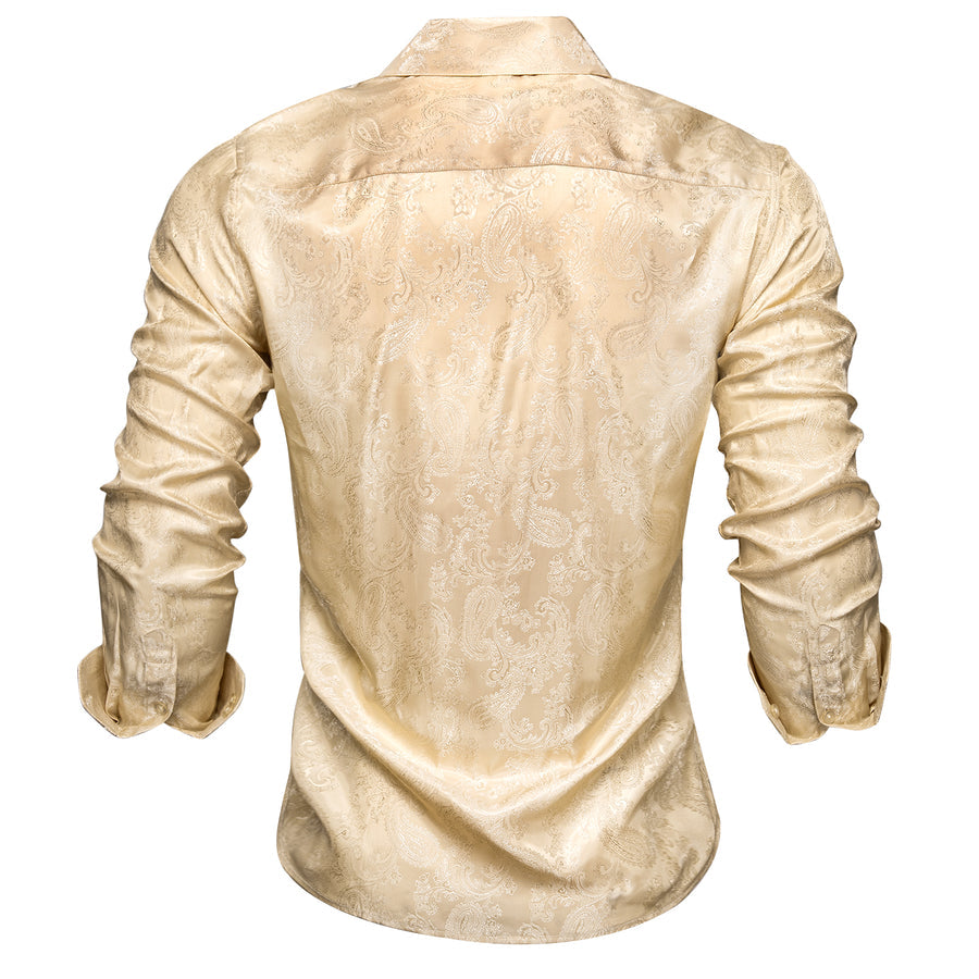 Khaki Paisley Silk Dress Shirt shirt - Sophisticated Gentlemen