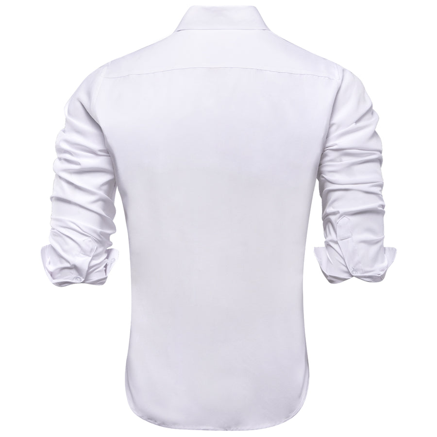 Pure White Solid Cotton Fabric Men's Dress Shirt shirt - Sophisticated Gentlemen
