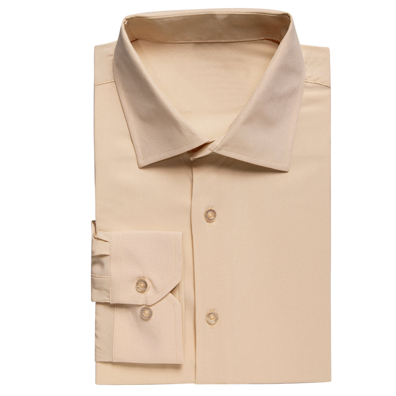 Khaki Yellow Solid Dress Shirt shirt - Sophisticated Gentlemen