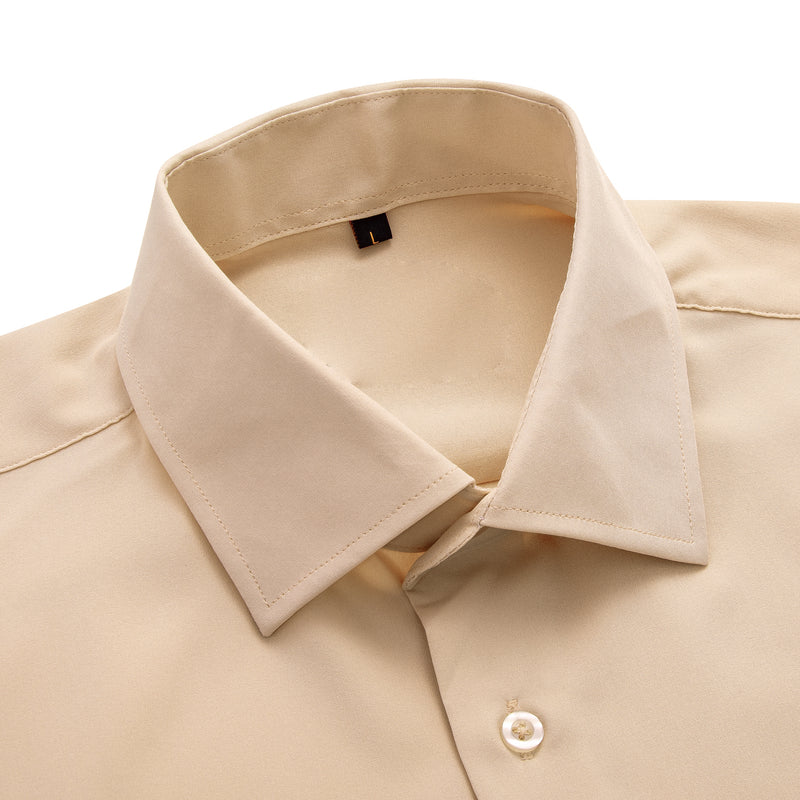 Khaki Yellow Solid Dress Shirt shirt - Sophisticated Gentlemen
