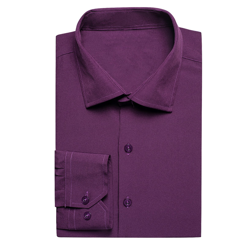 Dark Purple Solid Cotton Dress Shirt shirt - Sophisticated Gentlemen