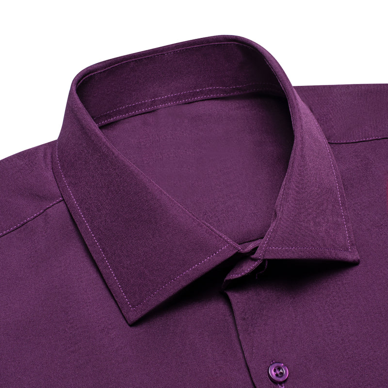 Dark Purple Solid Cotton Dress Shirt shirt - Sophisticated Gentlemen