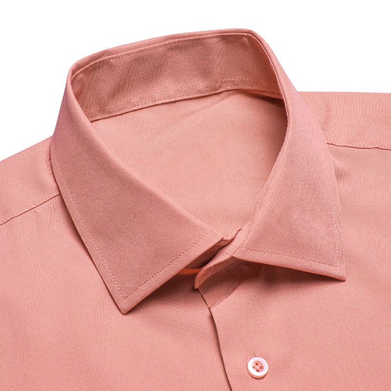 Flesh Pink Solid Cotton Dress Shirt shirt - Sophisticated Gentlemen
