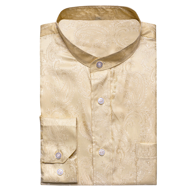 Light Yellow Paisley Silk Dress Shirt shirt - Sophisticated Gentlemen