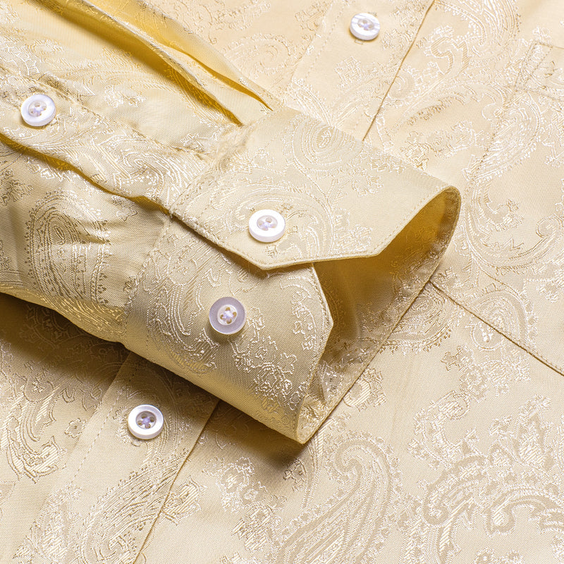 Light Yellow Paisley Silk Dress Shirt shirt - Sophisticated Gentlemen