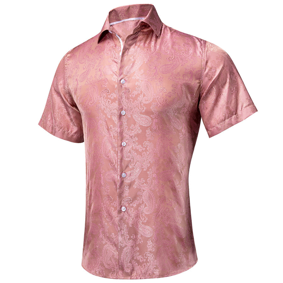 Baby Pink Paisley Silk Dress Shirt shirt S - Sophisticated Gentlemen