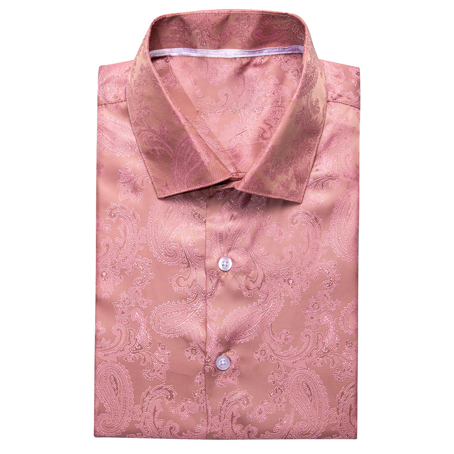 Baby Pink Paisley Silk Dress Shirt shirt - Sophisticated Gentlemen