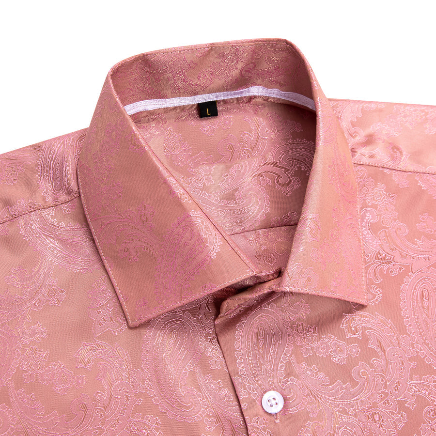 Baby Pink Paisley Silk Dress Shirt shirt - Sophisticated Gentlemen