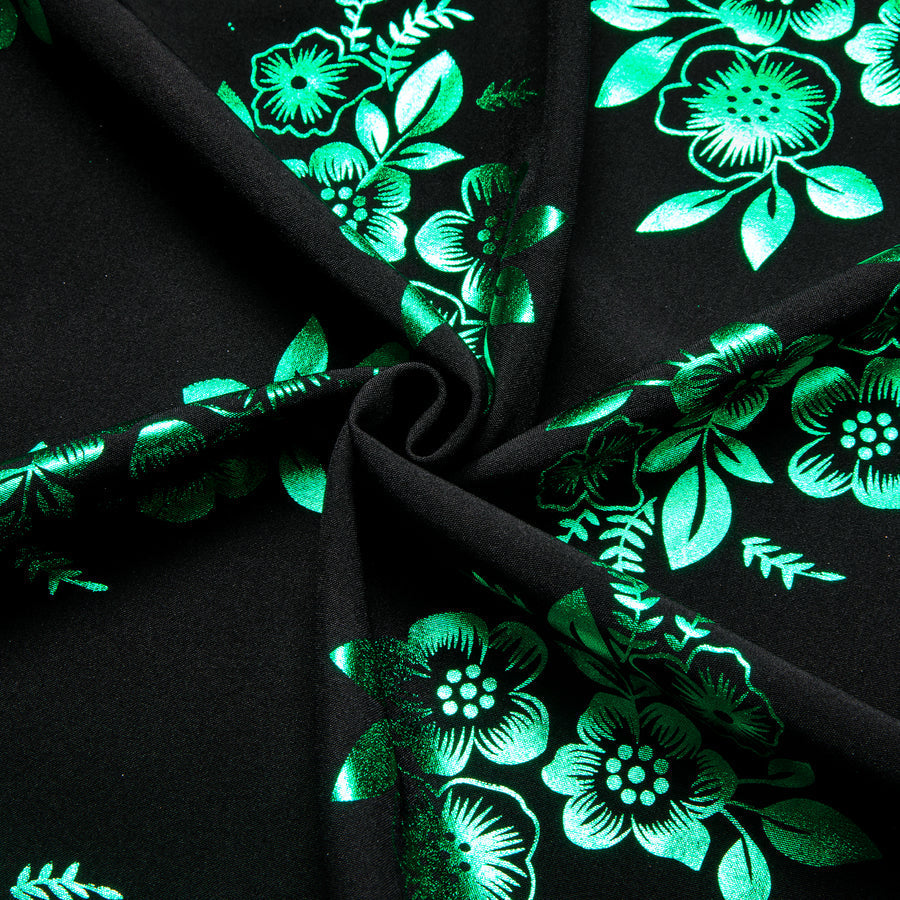 Black With Green Floral Silk Dress Shirt shirt - Sophisticated Gentlemen
