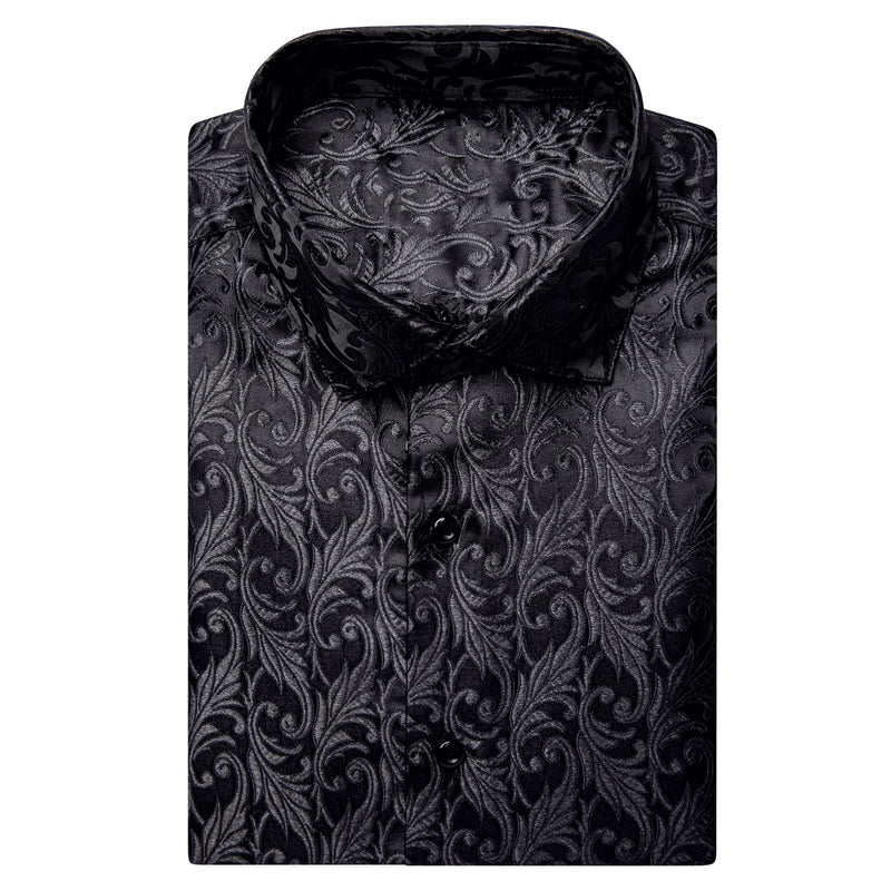 Gray Floral Silk Dress Shirt shirt - Sophisticated Gentlemen