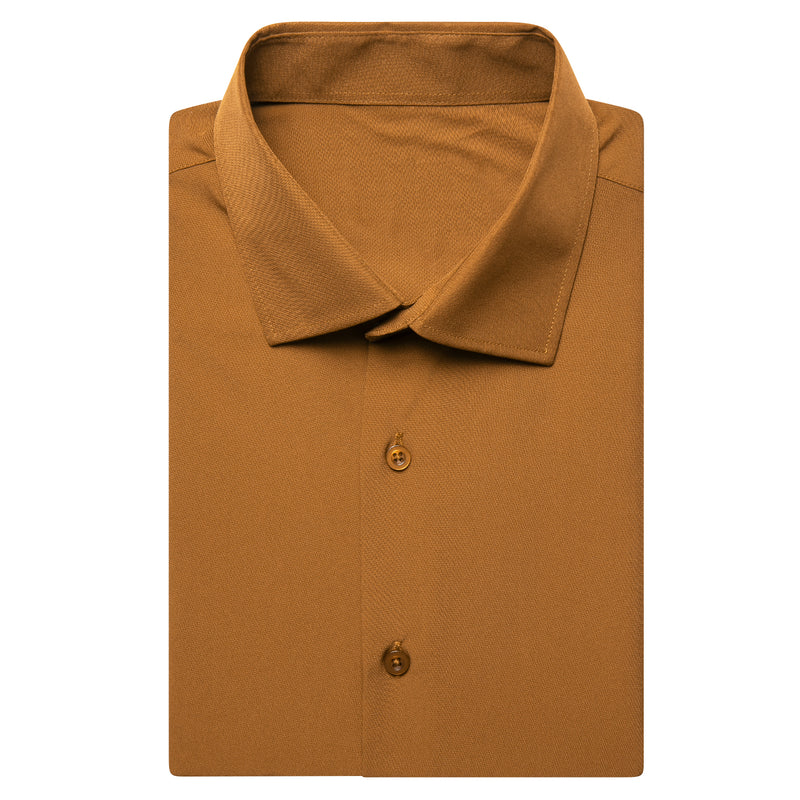 Brown Solid Dress Shirt shirt - Sophisticated Gentlemen