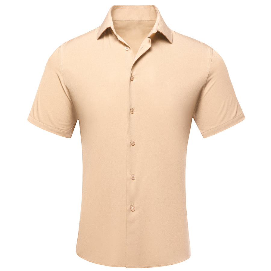 Champagne Solid Men's Dress Shirt shirt S - Sophisticated Gentlemen