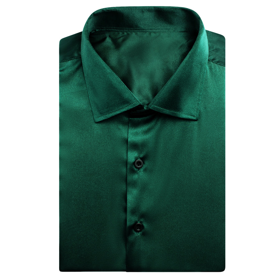 Emerald Green Solid Satin Dress Shirt shirt - Sophisticated Gentlemen