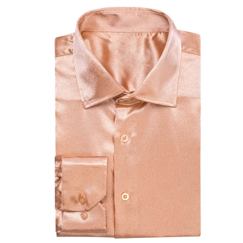 Flesh Pink Solid Silk Dress Shirt shirt - Sophisticated Gentlemen