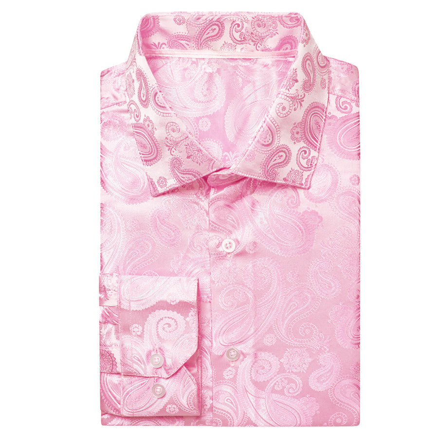 Pink Paisley Silk Dress Shirt shirt - Sophisticated Gentlemen