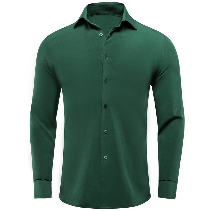 Pure Dark Green Solid Dress Shirt shirt S - Sophisticated Gentlemen
