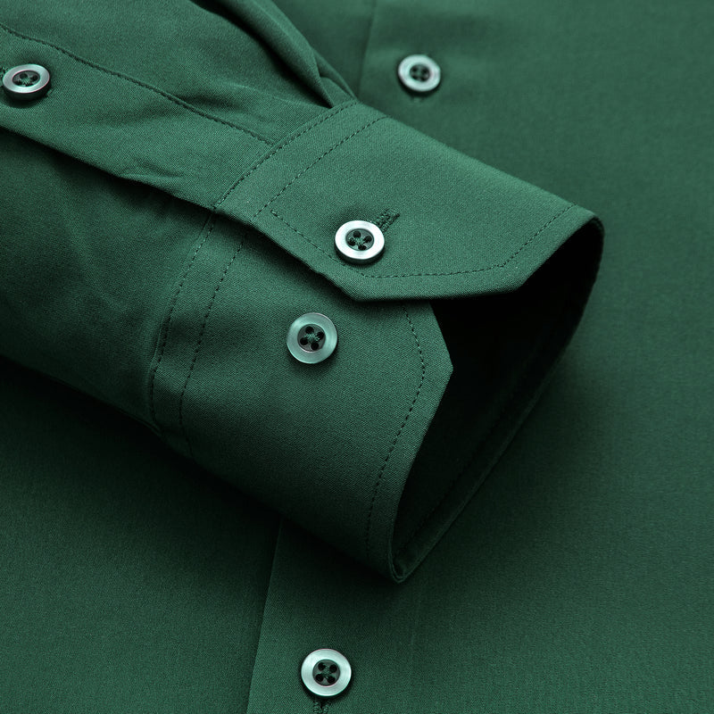 Pure Dark Green Solid Dress Shirt shirt - Sophisticated Gentlemen