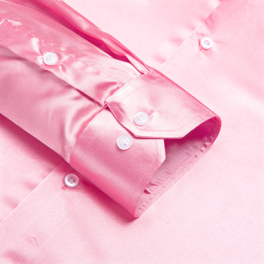 Pink Solid Satin Dress Shirt shirt - Sophisticated Gentlemen