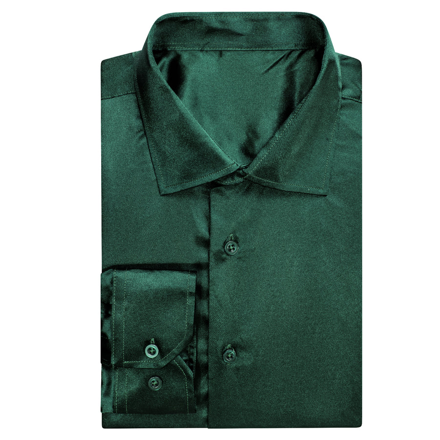 Emerald Green Solid Satin Dress Shirt shirt - Sophisticated Gentlemen